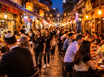 Mahane Yehuda Market in the evening — illustration